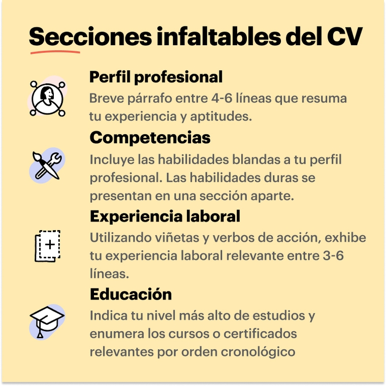 Secciones infaltables del CV